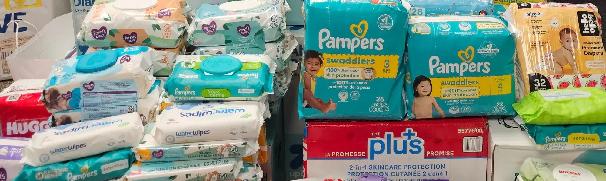 Pile of diapers and wet wipes