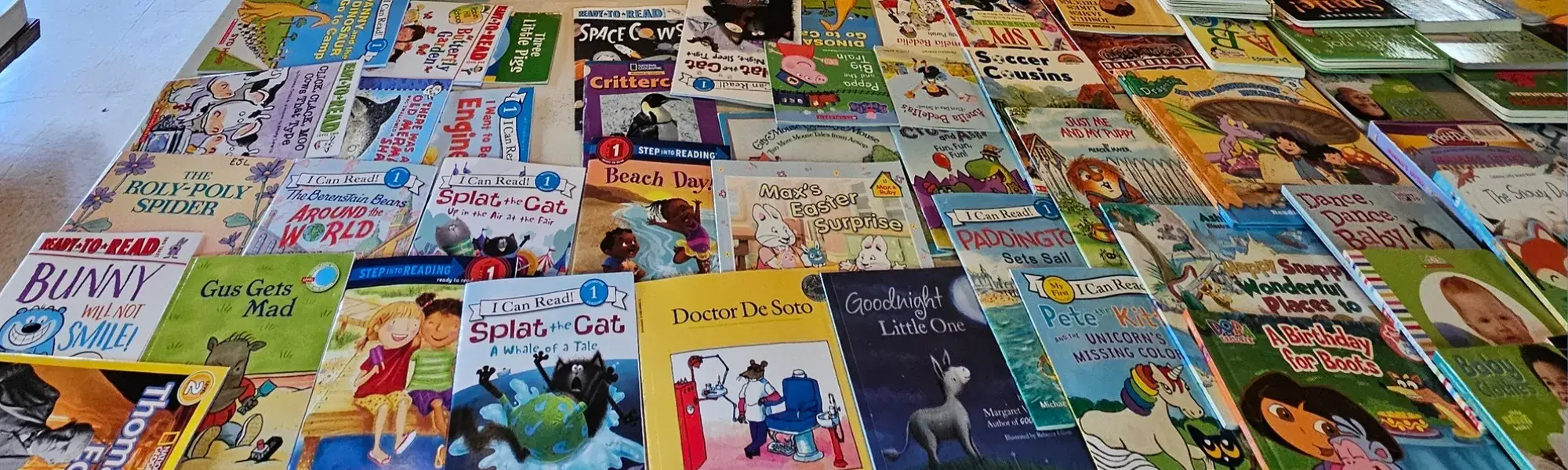 picture books covering a table