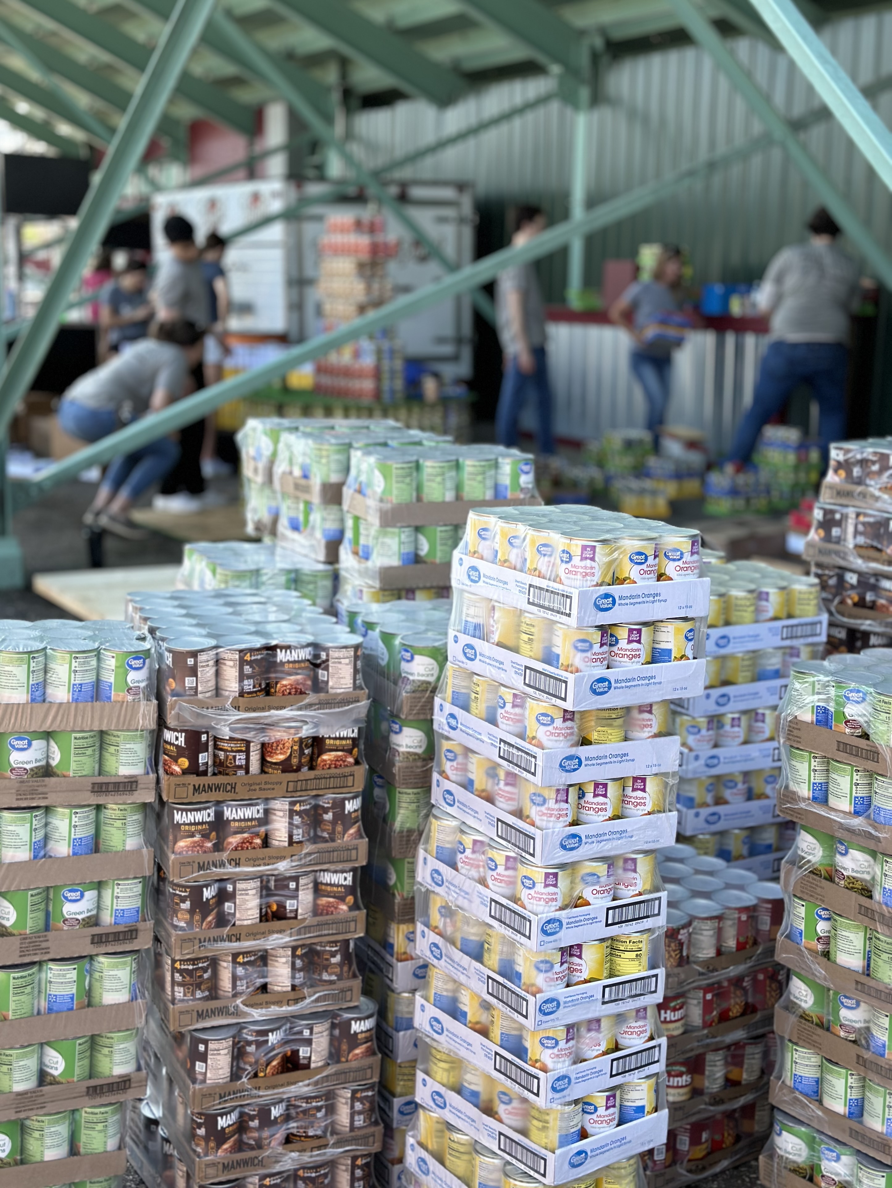 stacks of canned food